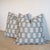 Fermoie Cover Pillows in Blue feature geometric waves in shades of medium blue on a neutral heavyweight linen. Invisible...