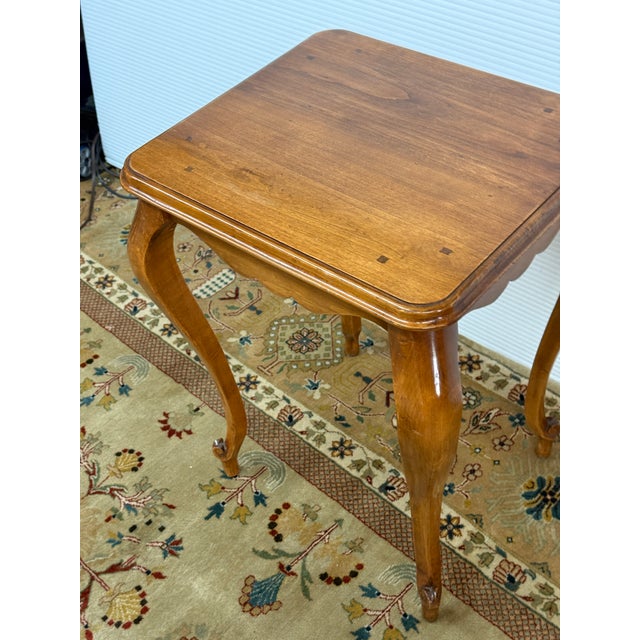 Wood French Country Pine Wood Side Table For Sale - Image 7 of 12