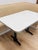 Wood Vintage Retro Diner Banquette Booth Set Chrome Table Cream Vinyl L-Shape For Sale - Image 7 of 18