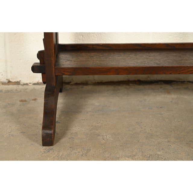 Roycroft Antique Mission Oak Arts & Crafts "Little Journeys" Bookstand, Circa 1910 For Sale - Image 9 of 13