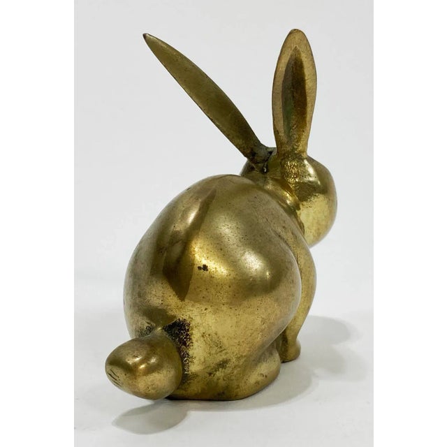 Mid 20th Century Vintage Brass Bunny Rabbit Paper Weight For Sale - Image 5 of 6