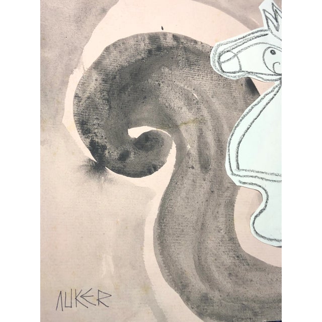 Contemporary Contemporary Artwork “White Knight on Pink Field” Collage and Ink on Paper For Sale - Image 3 of 9