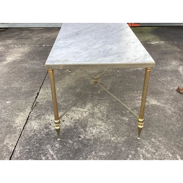 French Marble & Brass Coffee Table For Sale - Image 4 of 7
