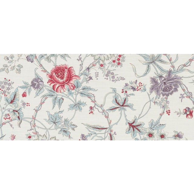 Bennison Petronella Original on Oyster linen. Fabulous trailing floral featuring tones of raspberry, blue and lavender....