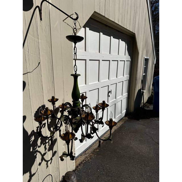 1940s Vintage Country French 10 Light Chandelier For Sale - Image 5 of 10