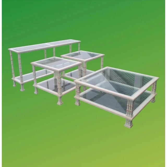 A beautiful vintage large faux bamboo coffee table. This is the perfect table to add to your living room for a tropical...