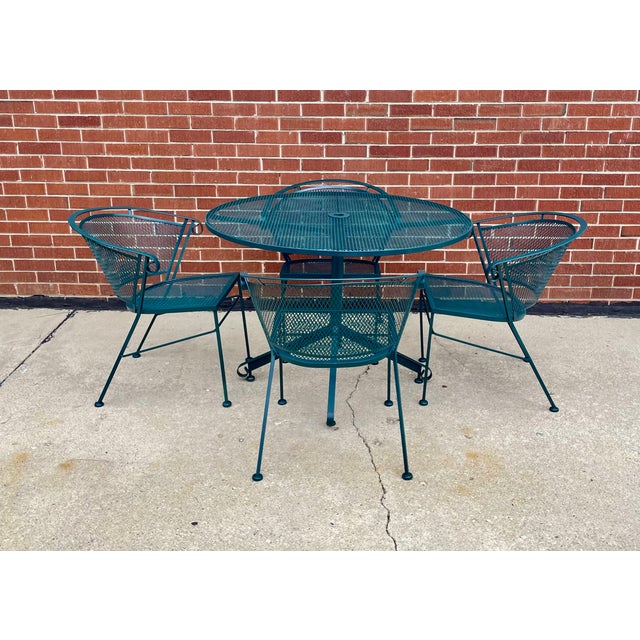 1960s Woodard Wrought Iron Patio Radar Atomic Set Table 4 Chairs, Attributed For Sale - Image 11 of 11