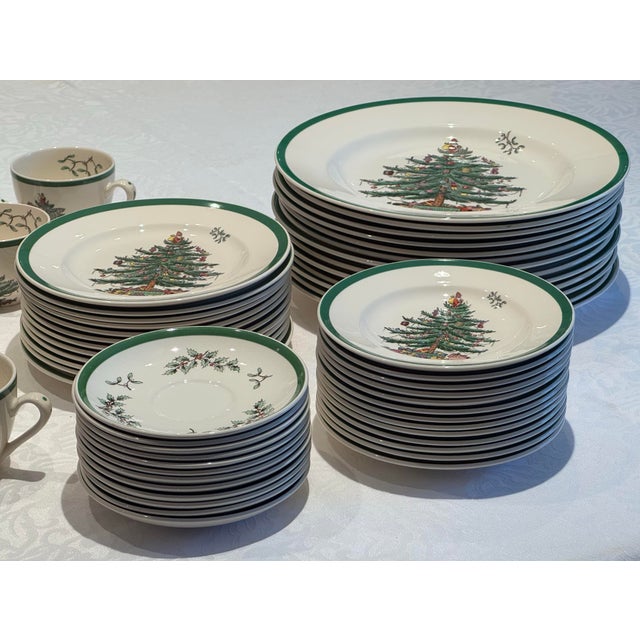 1970s Made-in England Spode Christmas Tree Place Setting for 12 - 60 pcs For Sale - Image 12 of 12