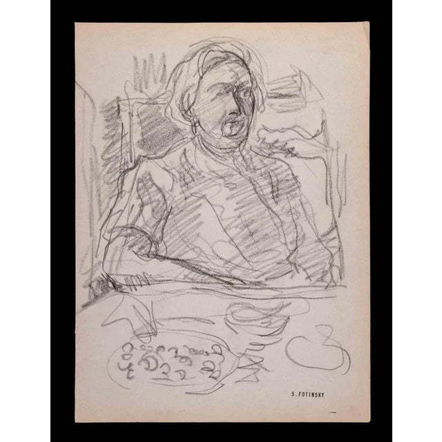 Portrait is an artwork realized by Serge Fotinsky (1887-1971). Drawing in pencil, 1947. 27 x 20 cm. Good conditions except...
