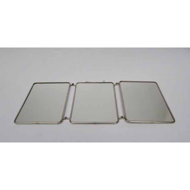 1940s Chrome-Plated Triptych 3-Part Mirror, France, 1940s For Sale - Image 5 of 12