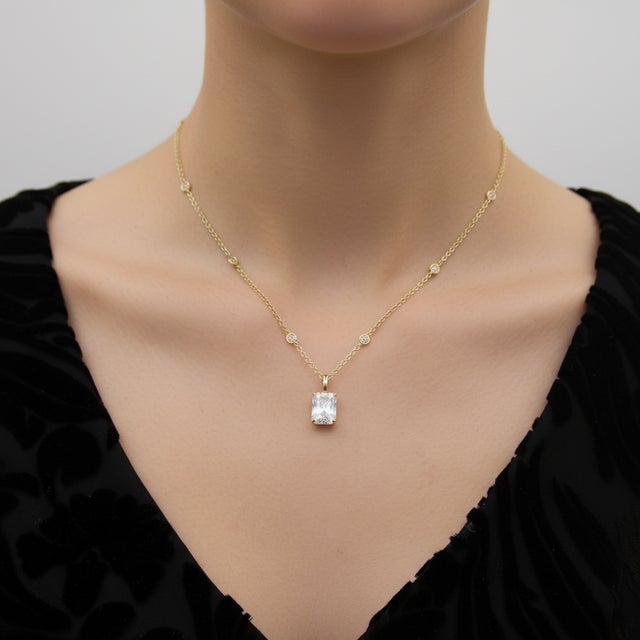 1990s Signature 14k Gold Rainbow Moonstone Pendant For Sale - Image 10 of 10
