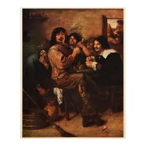 1956 After Adriaen Brouwer "The Smokers", Vintage Full-Color Print