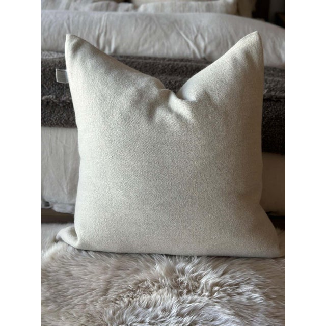 Traditional 100% Belgian Linen and Wool Pillow With Hidden Zipper and Down Feather Insert For Sale - Image 3 of 6