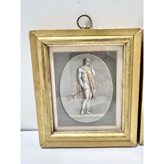 1940s Neoclassical Mercury (Hermes) & Goddess Style Prints, Gilt Frames, Classical Greek Roman Wall Art - a Pair For Sale - Image 9 of 12