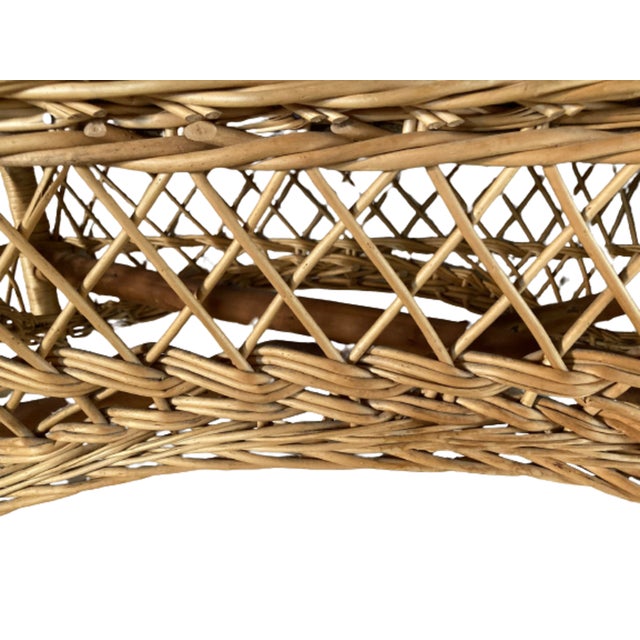 Light Yellow Mid-Century Rectangular Bamboo and Rattan Side Table with Glass Top, Italy, 1970s For Sale - Image 8 of 9