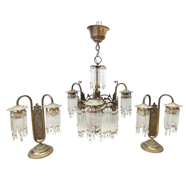 1950s Art Nouveau Hanging Lamps, 1950s, Set of 3 For Sale - Image 5 of 7