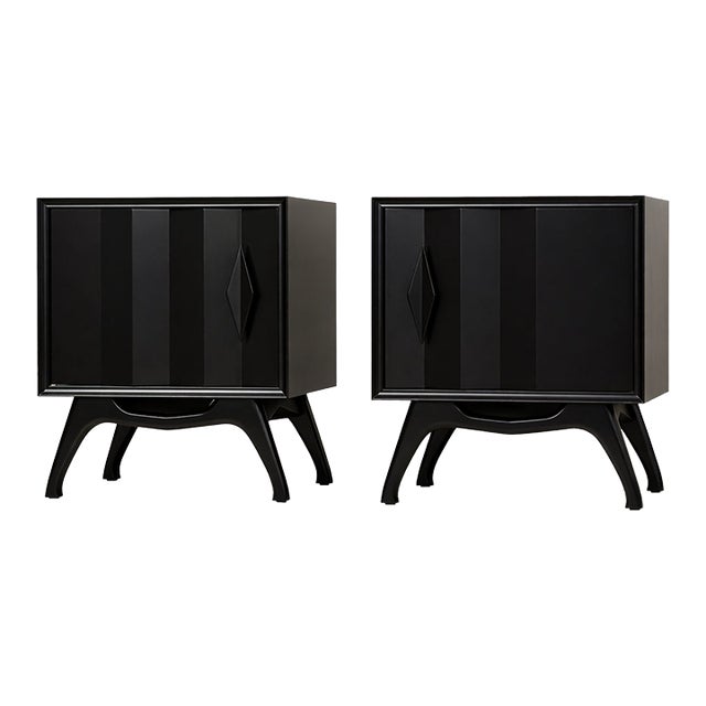 1960s Black Lacquer Nightstands - A Pair For Sale
