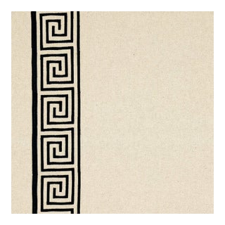 Sample - Schumacher Greek Key Embroidery Fabric in Pebble & Black For Sale