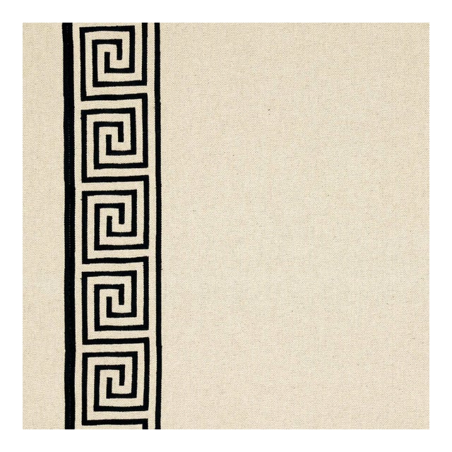 Sample - Schumacher Greek Key Embroidery Fabric in Pebble & Black For Sale