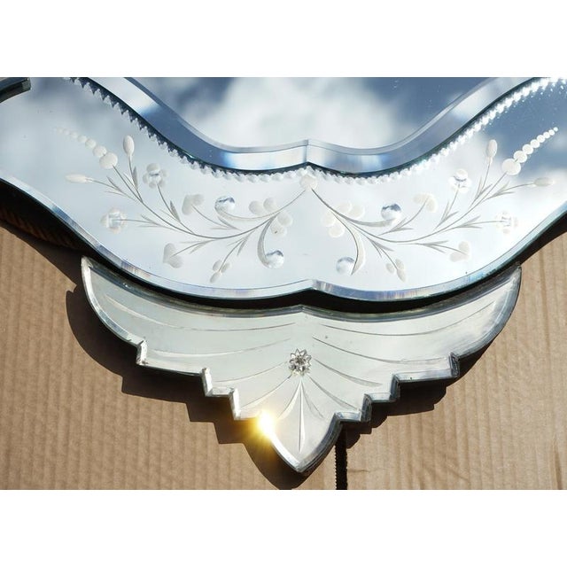 Antique Venetian Etched Glass Heart Shaped Wall Mirror, Italy, 1910s For Sale - Image 10 of 18