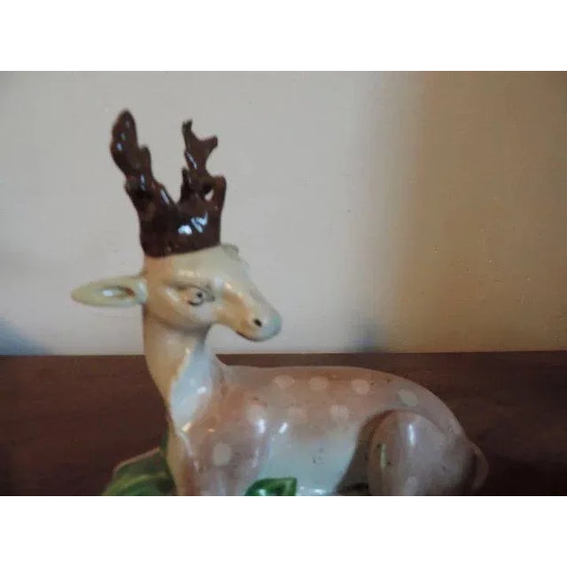 18th Century English Staffordshire Pearlware Models of Recumbent Deer Doe & Buck - a Pair For Sale - Image 10 of 11