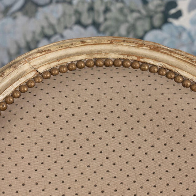 18th Century Pair of 18th C. French Louis XVI Fauteuils in Original Paint, Signed For Sale - Image 5 of 16