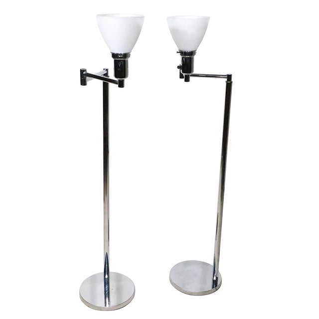 Mid-Century Modern Pair of Walter Von Nessen Flex Arm Bauhaus Design Floor Lamps C. 1970's For Sale - Image 3 of 14