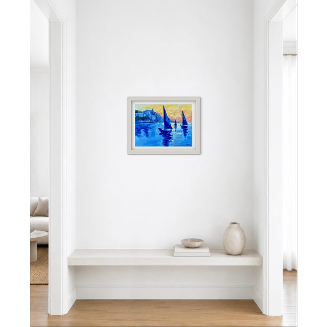 Nautical Original Oil Painting – Golden Hour Regatta - Nautical For Sale - Image 3 of 9