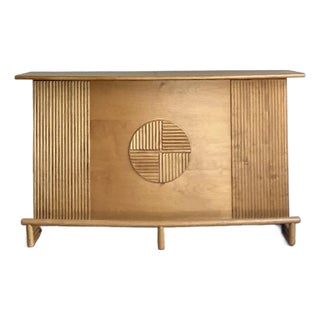 Mid 20th Century Vintage Boho Pretzel Rattan Dry Bar For Sale