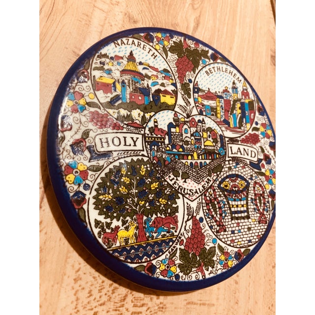 Traditional 1970s Armenian Holy Land Ceramic Decorative Coaster/Hot Plate For Sale - Image 3 of 5