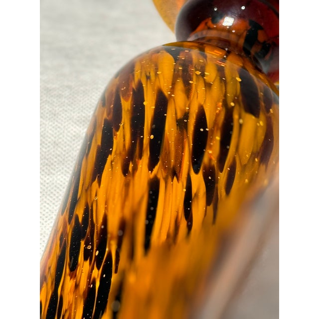 Glass Tall Italian Art Glass Candlestick in the style of Murano, 1970s For Sale - Image 7 of 8