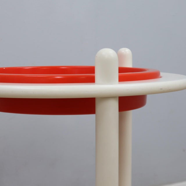 1960s Space Age White & Orange Serving Trolley Bar Cart, 1960s For Sale - Image 5 of 12