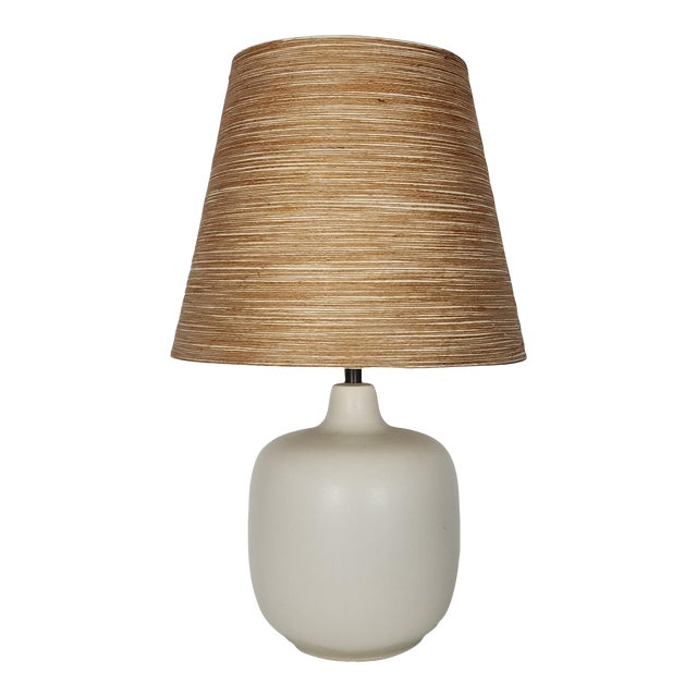 Vintage Lotte and Gunnar Bostlund Table Lamp With Original Shade For Sale