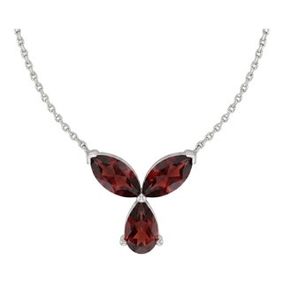 Garnet Floral Minimalist Necklace, January Birthstone Flower Necklace For Sale