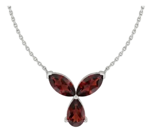 Garnet Floral Minimalist Necklace, January Birthstone Flower Necklace