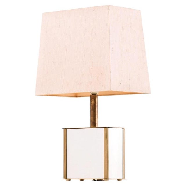 Metal Table Lamp in Brass and Mirrored Glass from Bergboms, 1970s For Sale - Image 7 of 7