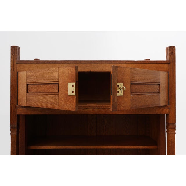 Jugendstil Oak Bookcase with Adjustable Shelves, Netherlands, 1890s For Sale - Image 4 of 15