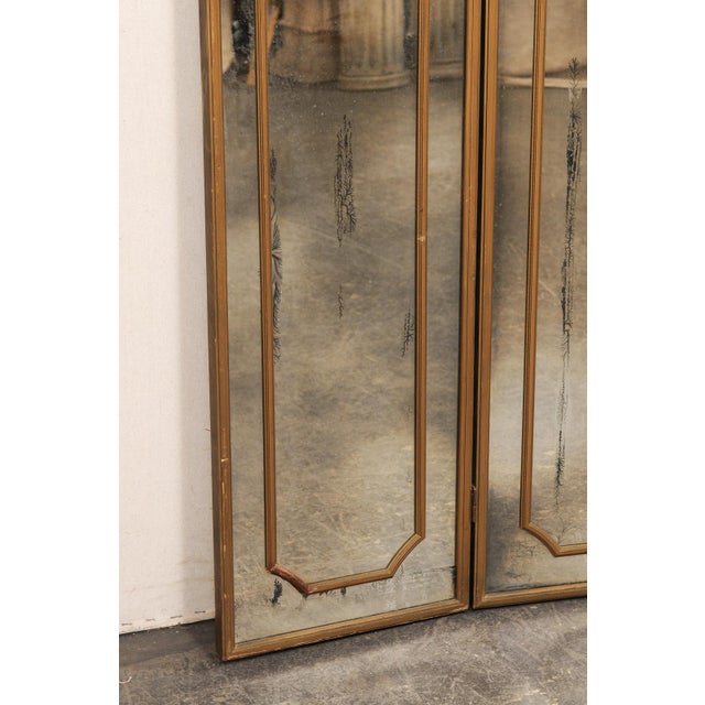 Wood Mid-Century Antiqued Glass Folding Screen For Sale - Image 7 of 14
