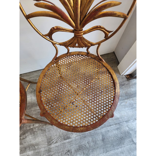 Pair of 1960s Italian Gilt Metal Wheat Sheaf Chairs by S. Salvadori For Sale - Image 12 of 17