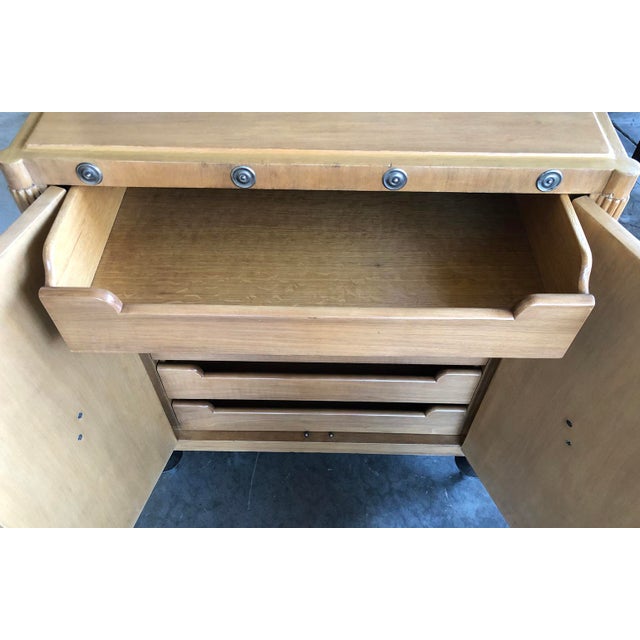 1940s 1940s French Sycamore 2-Door Cabinet With Pewter Mounts For Sale - Image 5 of 13