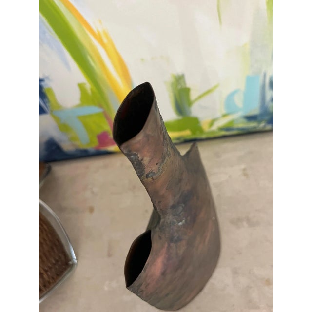 Brutalist Vintage Brutalist Hand Forged Double Vase For Sale - Image 3 of 11