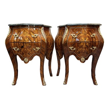 Nightstands with Marble Top, Set of 2 For Sale