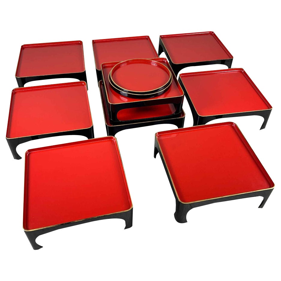 Taishō Period Urushi Lacquerware Serving Tables, Japan, 1920s, Set of ...