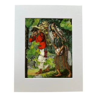 Vintage Carmen L. Pettersen Print "San Miguel Chicaj" 1974 Guatemalan Mayan Art - 11x14 Matted For Sale
