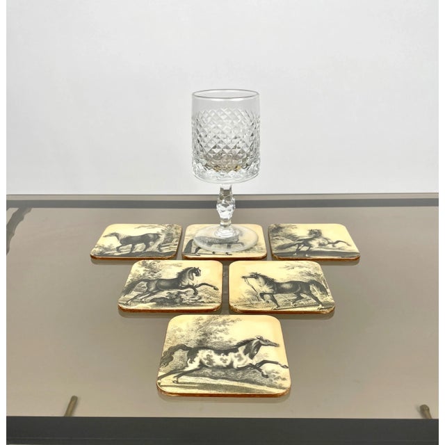 Wood Lacquered Wood Horse Coasters, Italy, 1950s, Set of 6 For Sale - Image 7 of 18