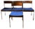 German Chromed Tubular Steel & Teak Stacking Chairs with Blue Fabric Upholstery from Casala, 1960s, Set of 4 For Sale