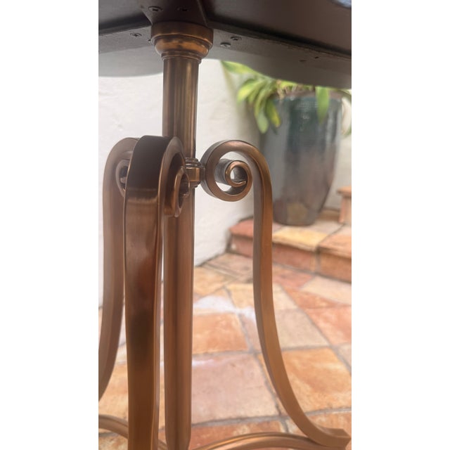Vintage Maitland-Smith Trefold Tooled Leather & Brass Side Table For Sale - Image 13 of 16
