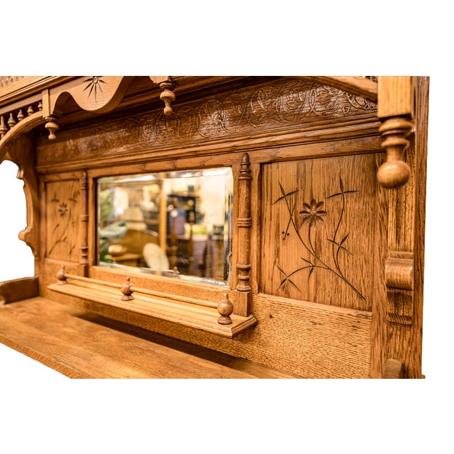 Wood Late 19th Century Eastlake Era Wall Mirror With Shelf For Sale - Image 7 of 10