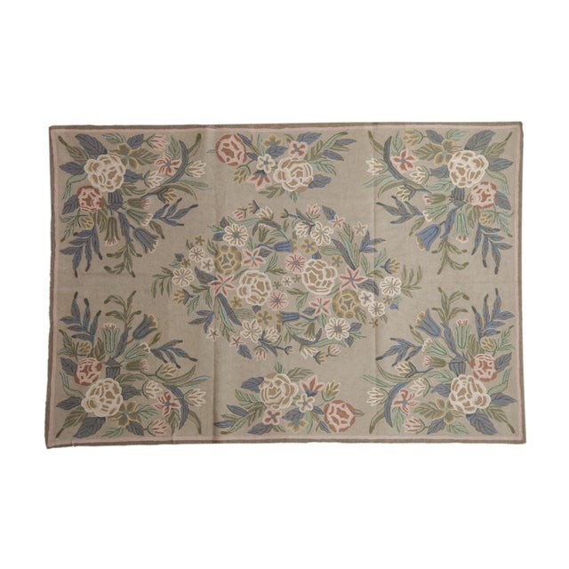 Textile Vintage Chainstitch Rug - 3'11" X 5'9" For Sale - Image 7 of 7