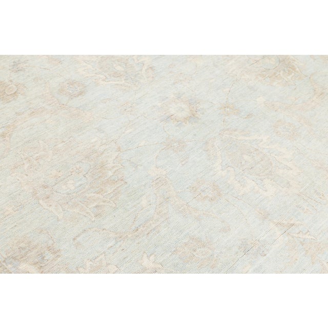 Serene Sky: Modern Peshawar Hand-Knotted Wool Rug 9x12 For Sale - Image 9 of 11